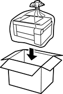 Packing the printer in its box with protective materials